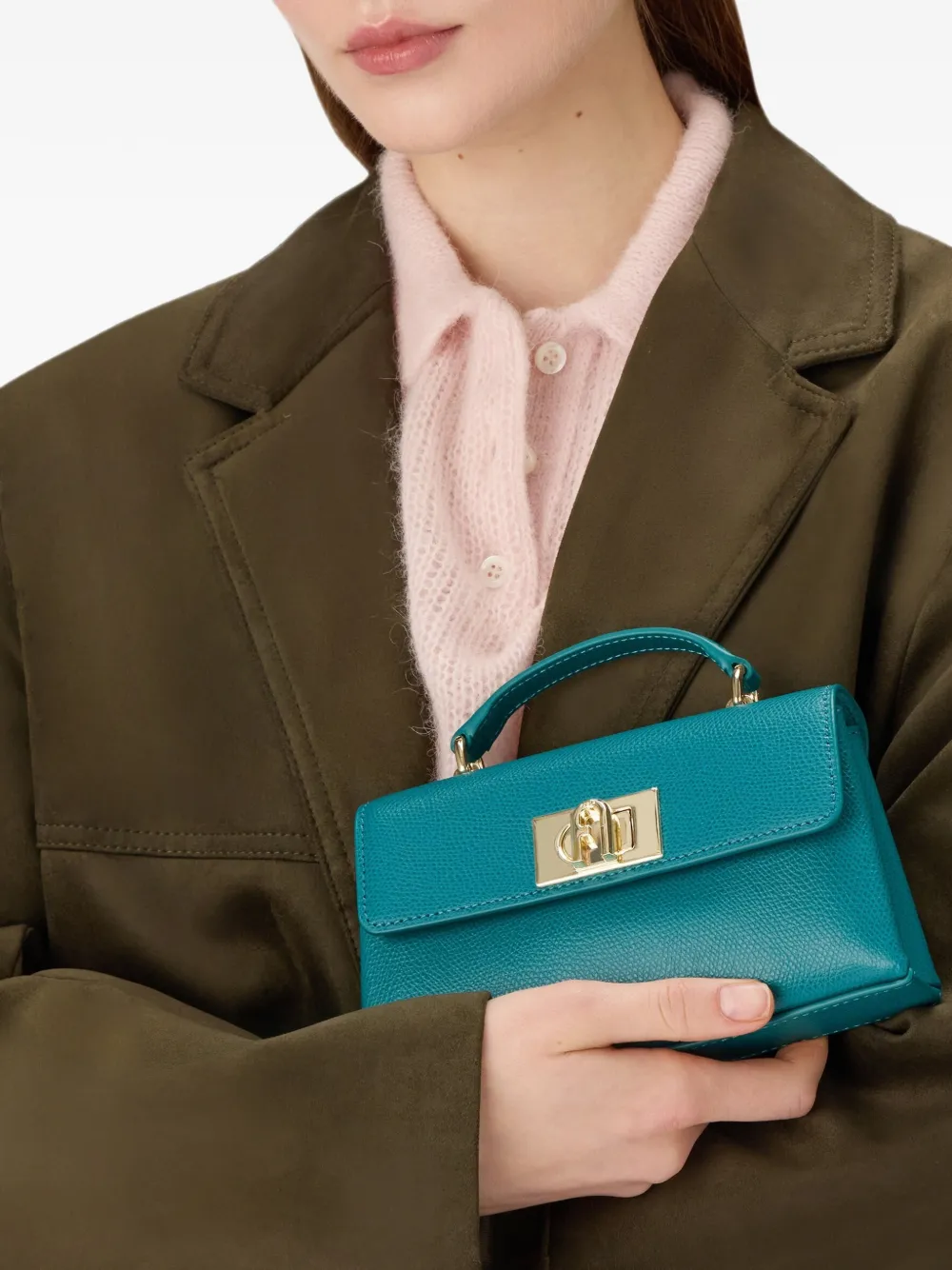 Furla Mini-tas met print en textuur Blauw