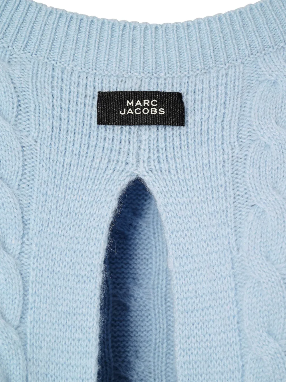 Marc Jacobs Kabelgebreide trui met strik en open achterkant Blauw