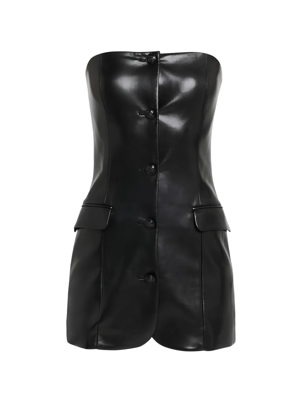 alice + olivia Madison button strapless mini dress - Nero