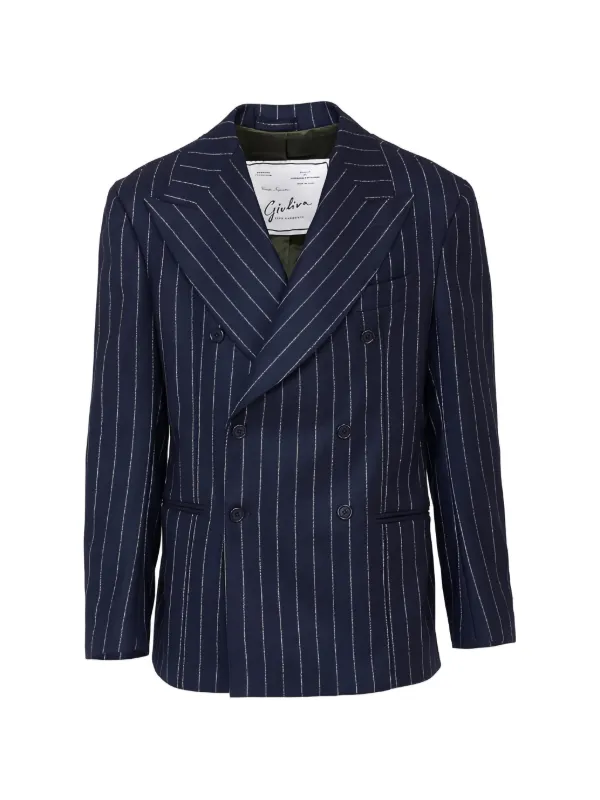 Giuliva Heritage Striped Double-breasted Blazer in Blue