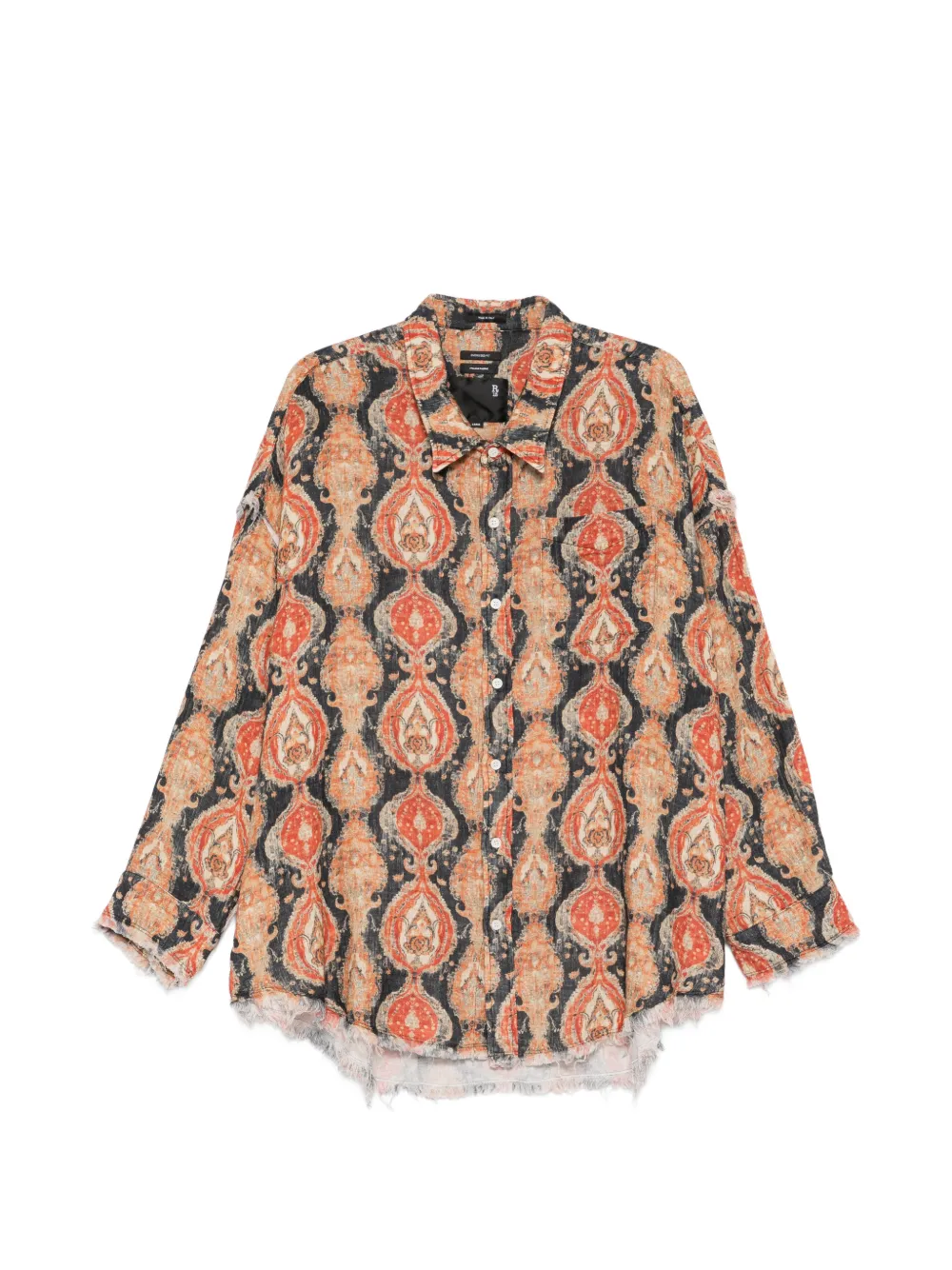 R13 printed frayed shirt - Arancione