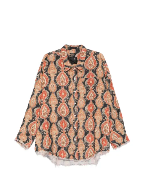 R13 printed frayed shirt