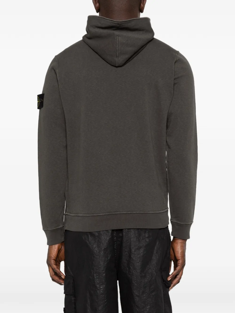 Stone Island Hoodie met knoop met oud effect Grijs