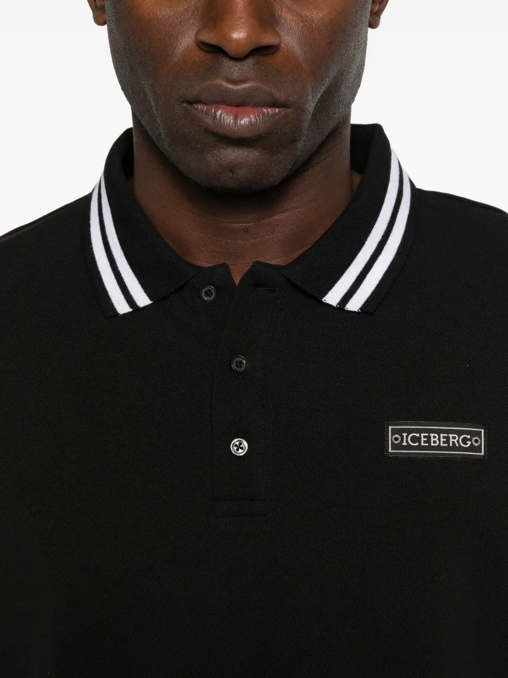 Iceberg Poloshirt met gestreepte kraag Zwart