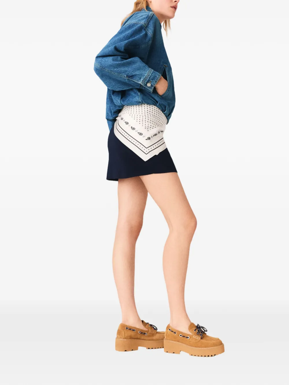  Maje Zip-up Denim Jacket - Blue 