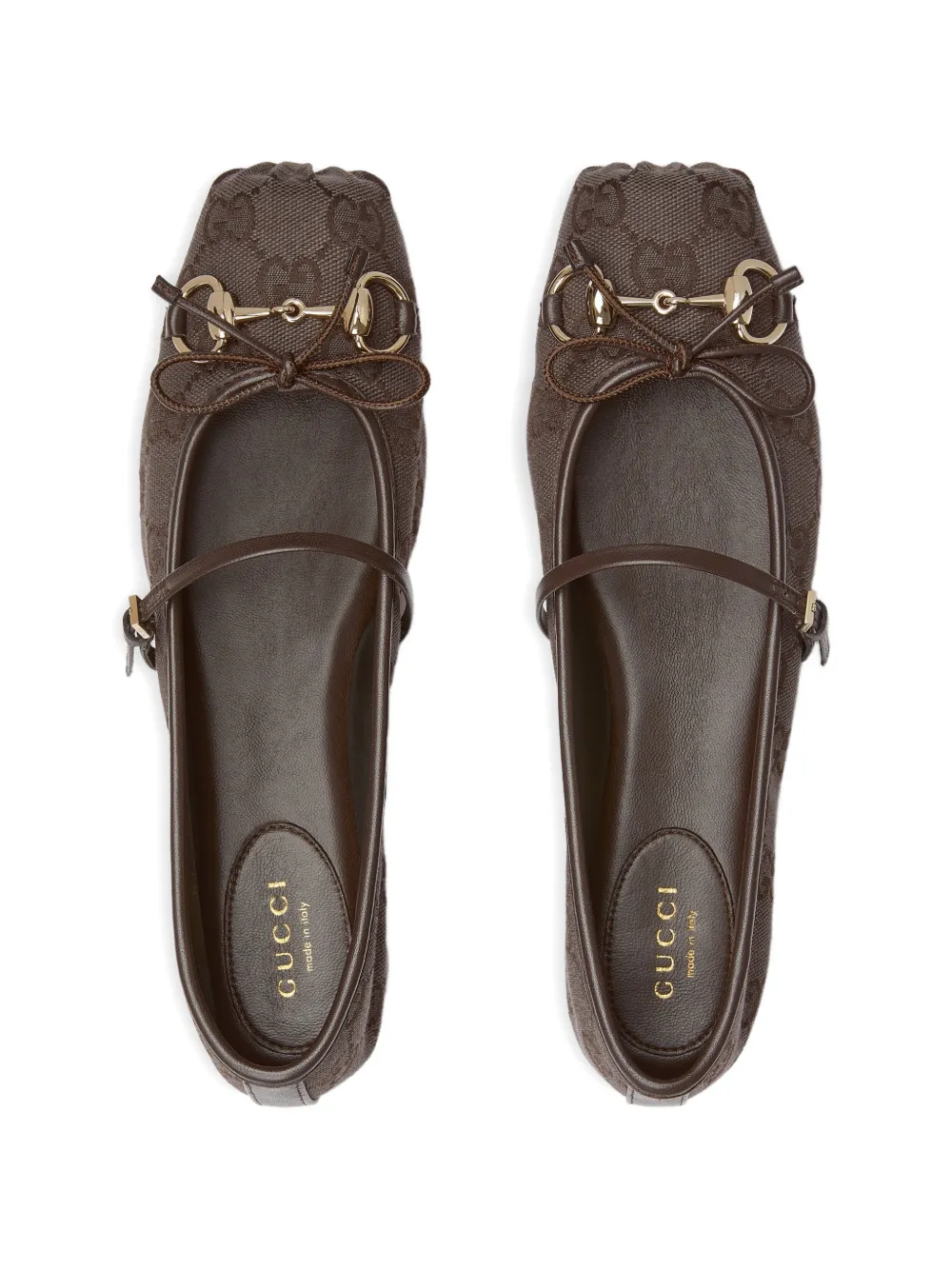 Gucci Horsebit ballerina's met bandje Bruin