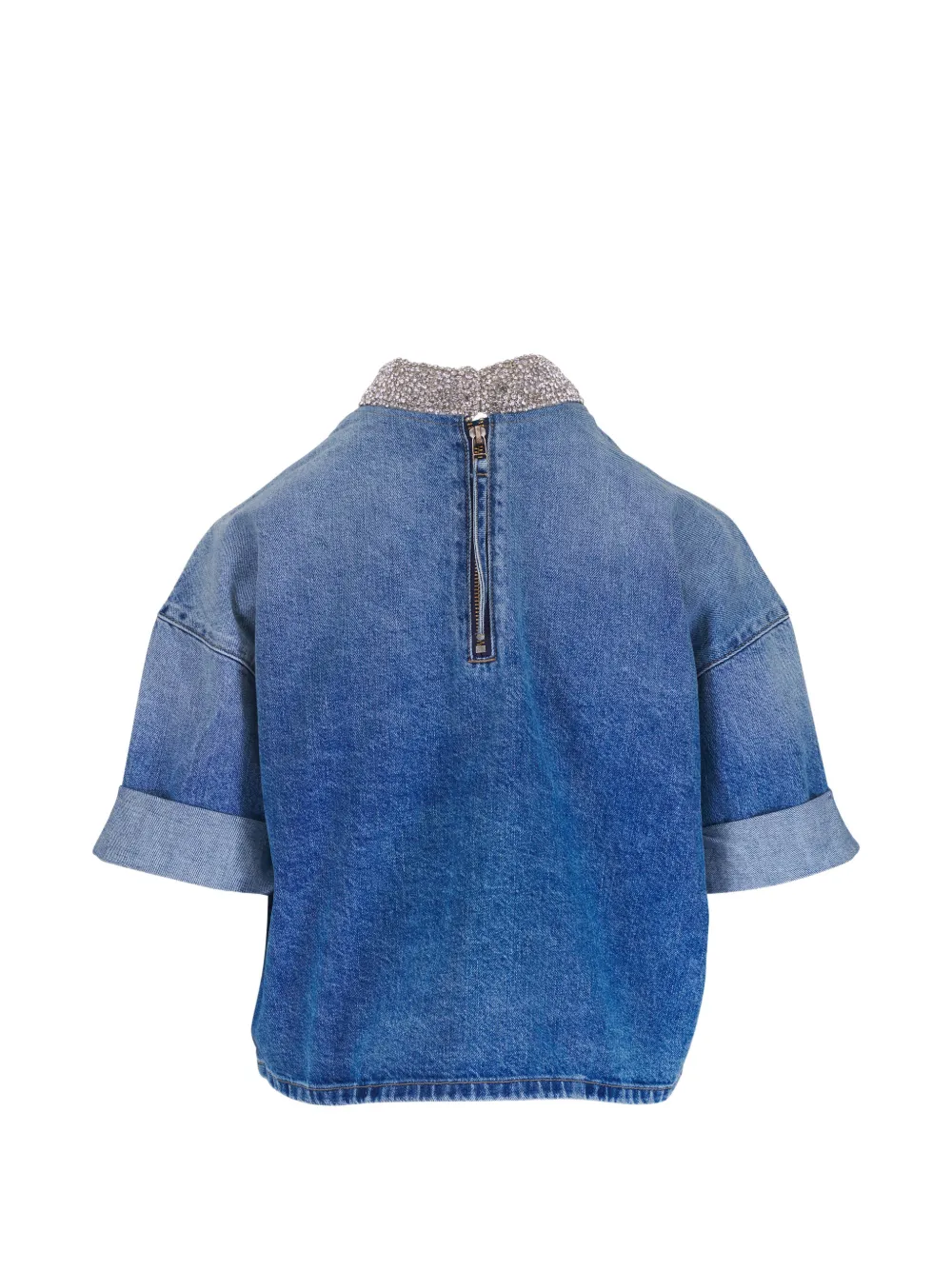  Twp Crystal-embellished Denim Top - Blue 