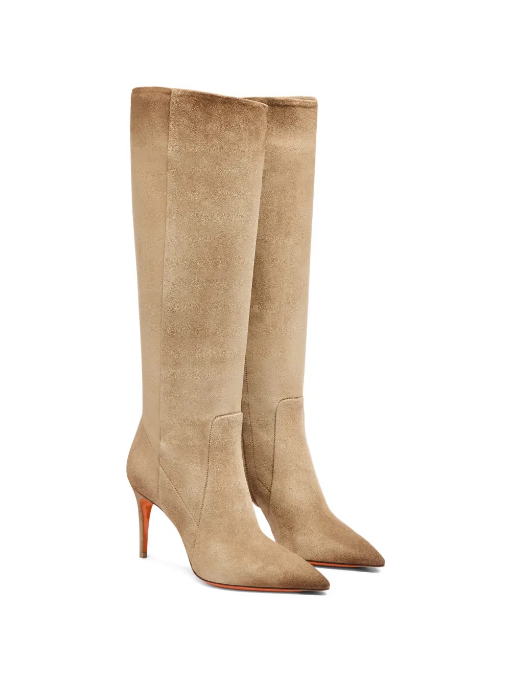 Santoni Viola suède laarzen met puntige neus Beige