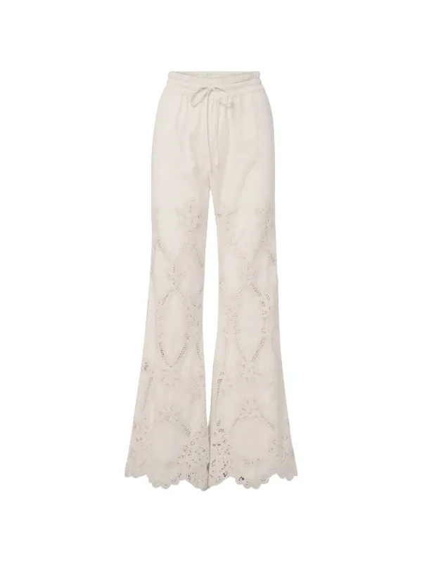 Veronica Beard Daisy Eyelet Trousers in Neutrals