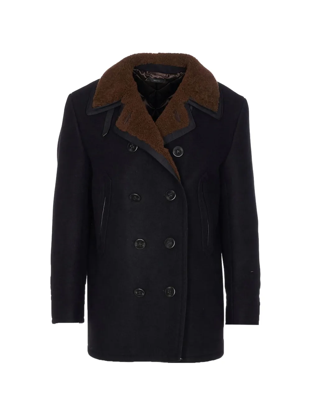 TOM FORD Cappotto con collo in shearling - Nero