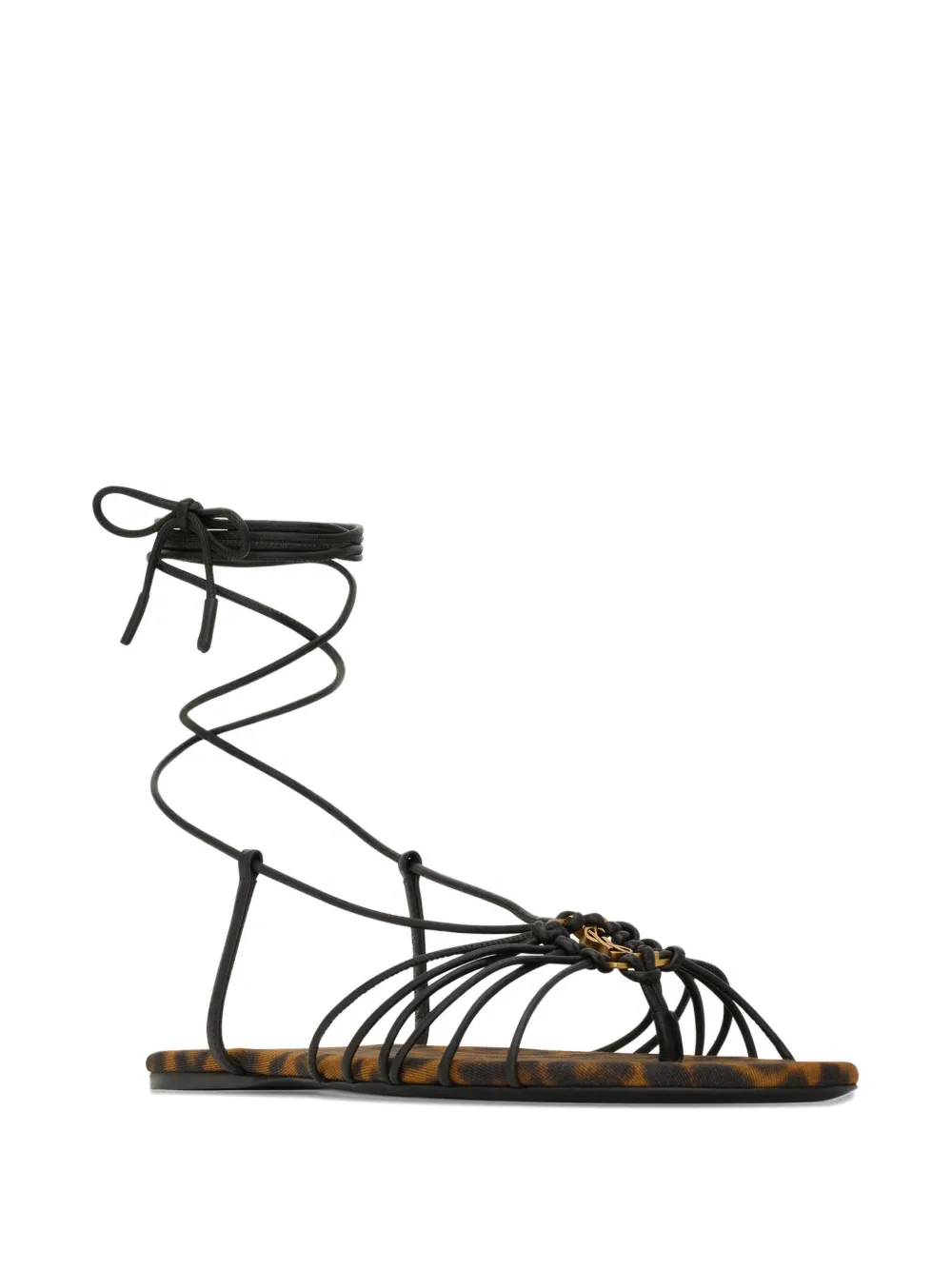 Saint Laurent Babylone sandalen met meerdere bandjes en luipaardprint Bruin