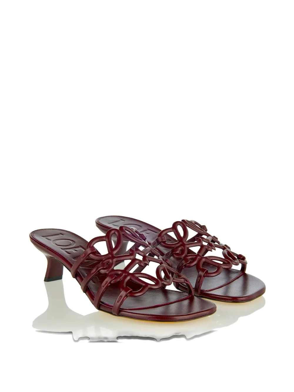 LOEWE Anagram cutout heeled sandals Rood