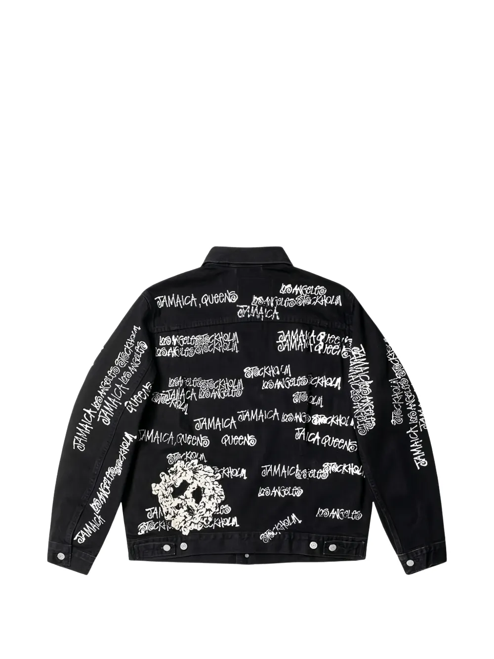 Denim Tears x Stussy x Our Legacy TTL denim jack met applicatie Zwart