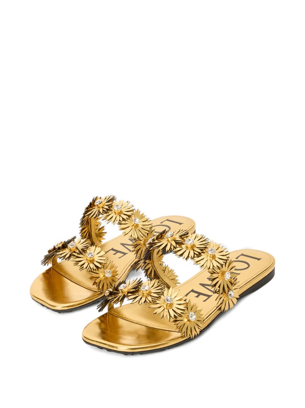 LOEWE Platte sandalen verfraaid met bloemen Goud