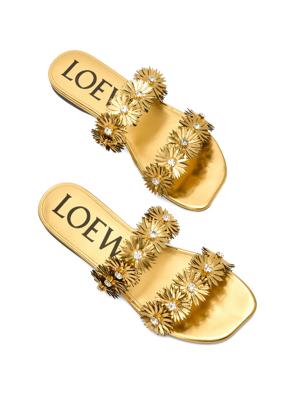 LOEWE Platte sandalen verfraaid met bloemen Goud