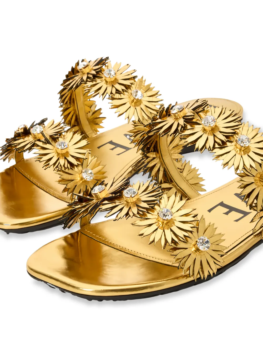 LOEWE Platte sandalen verfraaid met bloemen Goud