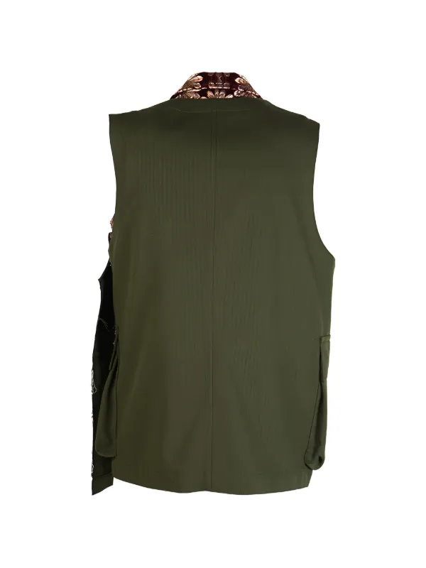 Comme Des Garçons Homme Plus floral-trim flap-pocket Vest | Green