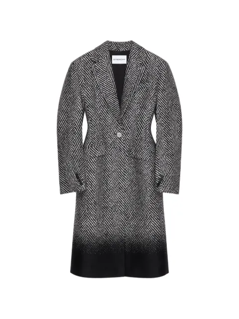 Givenchy Schmaler Cocoon Mantel aus Jacquard-Wollgemisch mit Fischgrätenmuster