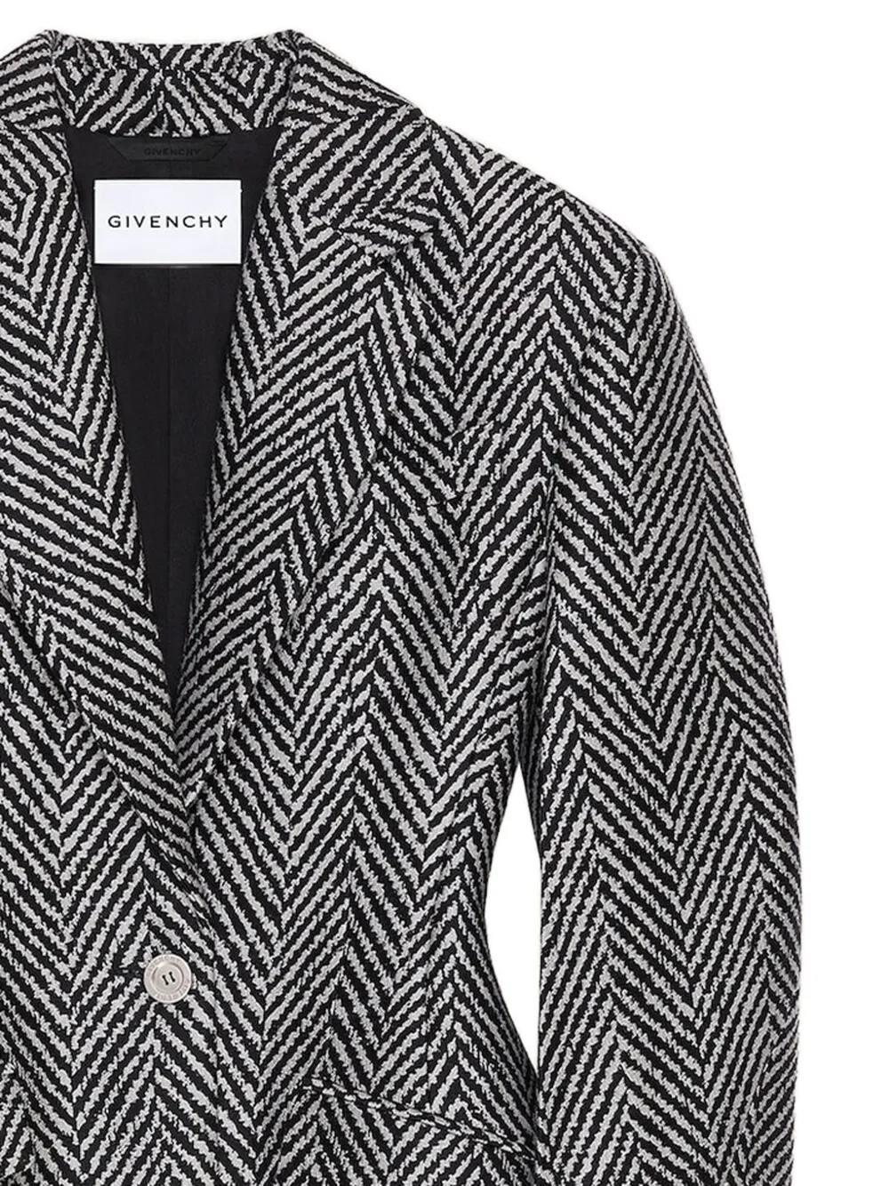 Givenchy Cocoon getailleerde jas van wolblend met visgraat-jacquard Zwart