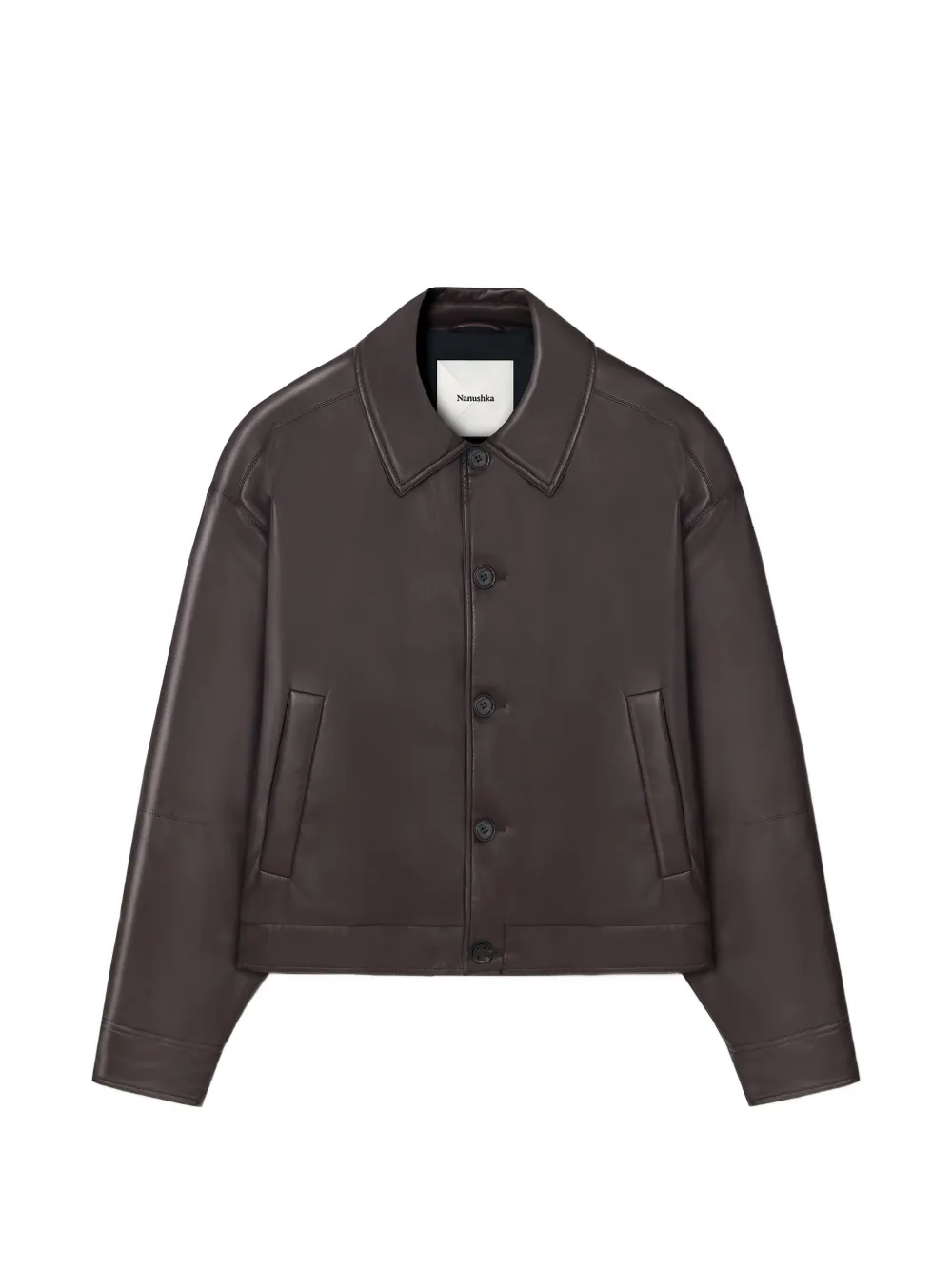 Nanushka Zaler Cropped-Lederjacke - Braun