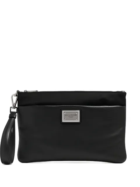 Dolce & Gabbana logo-plaque leather clutch bag