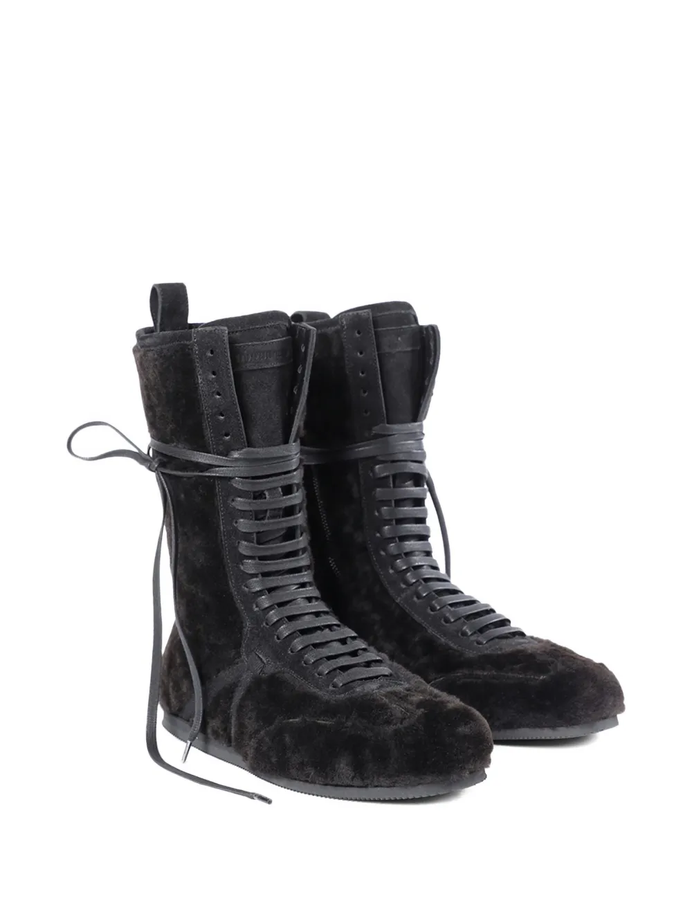 Ann Demeulemeester shearling lace-up sneakers Bruin
