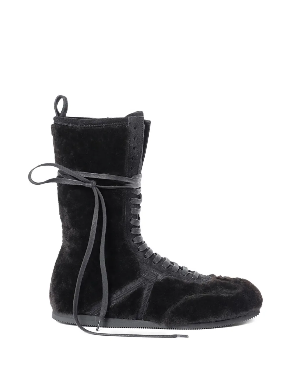 Ann Demeulemeester shearling lace-up sneakers - Marrone