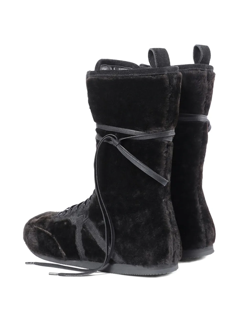 Ann Demeulemeester shearling lace-up sneakers Bruin