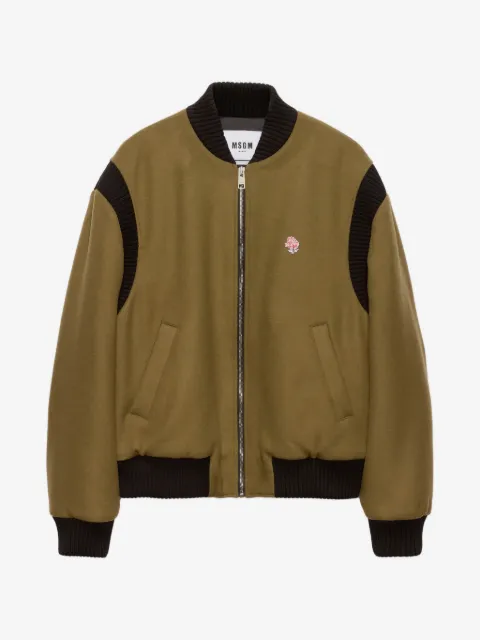 MSGM ribbed-trim flower jacket