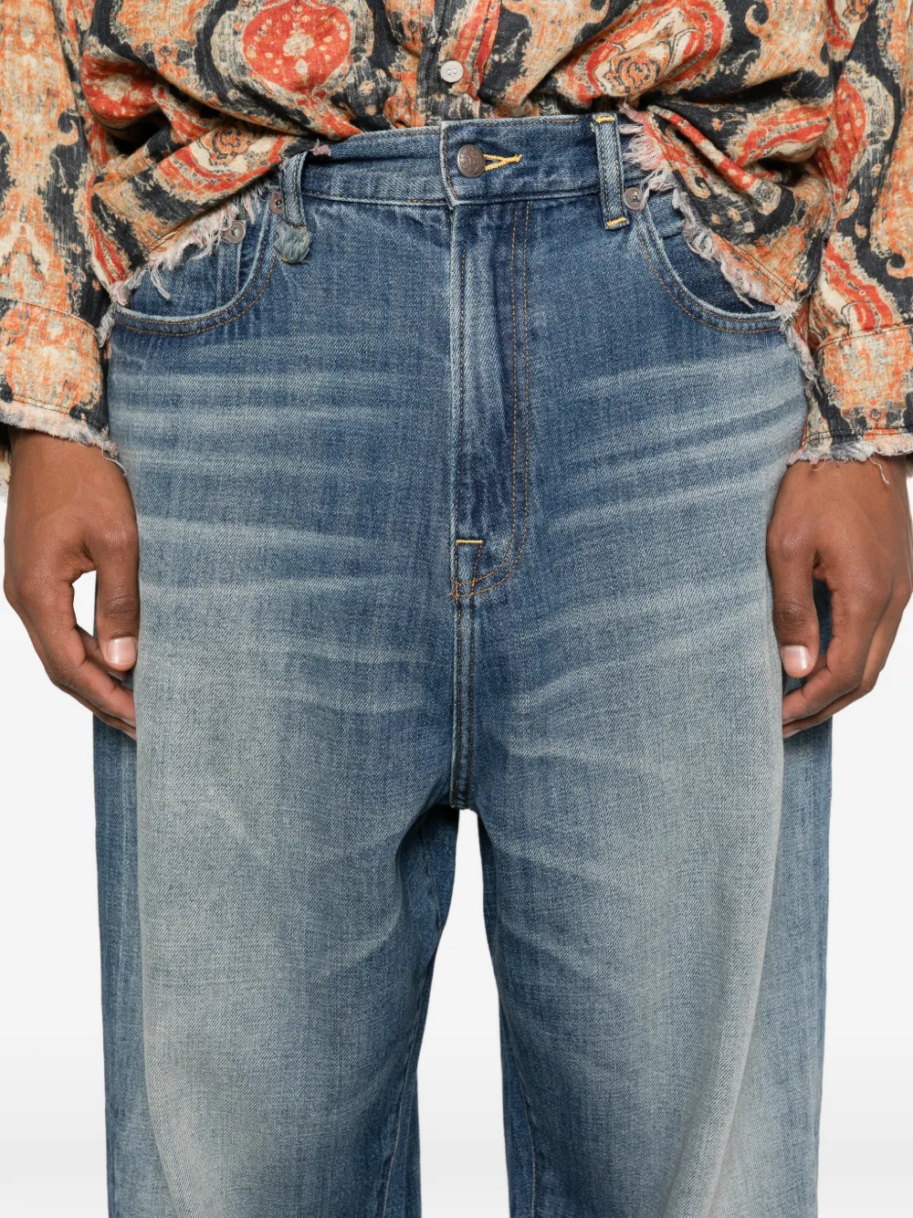 R13 Venti jeans met vervaagd effect Blauw