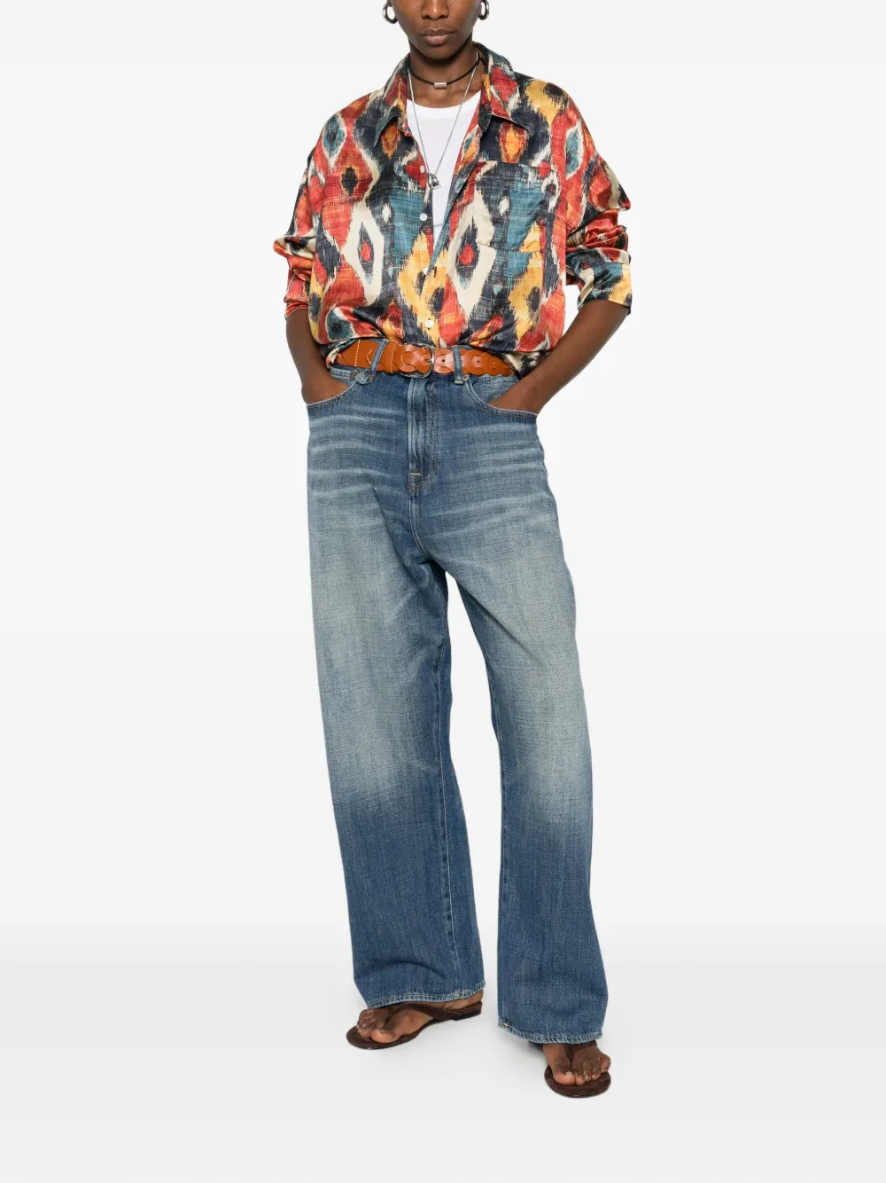 R13 Venti Jean straight jeans met vijf zakken Blauw