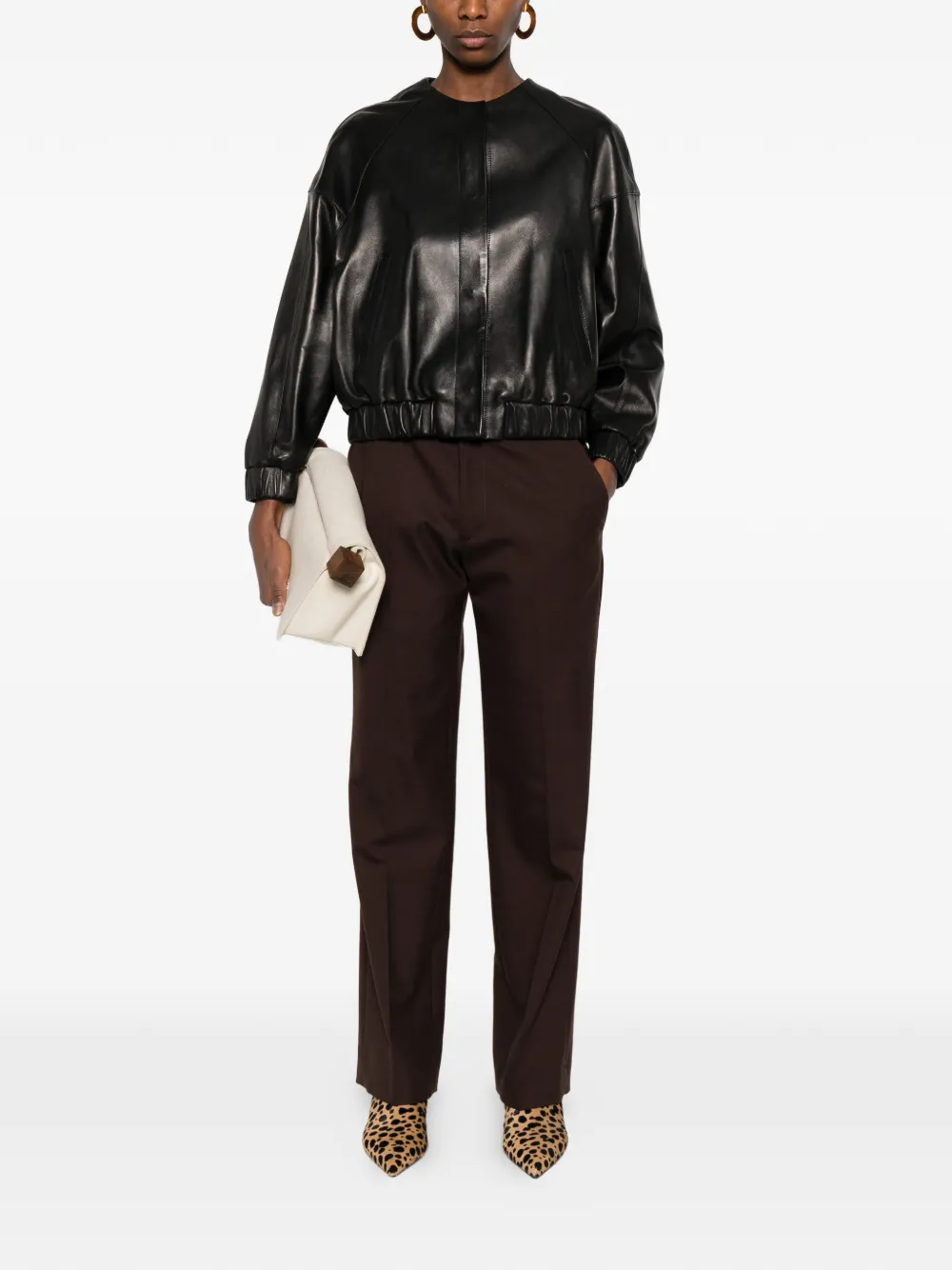  Kiton Ribbed Leatherjacket - Black 