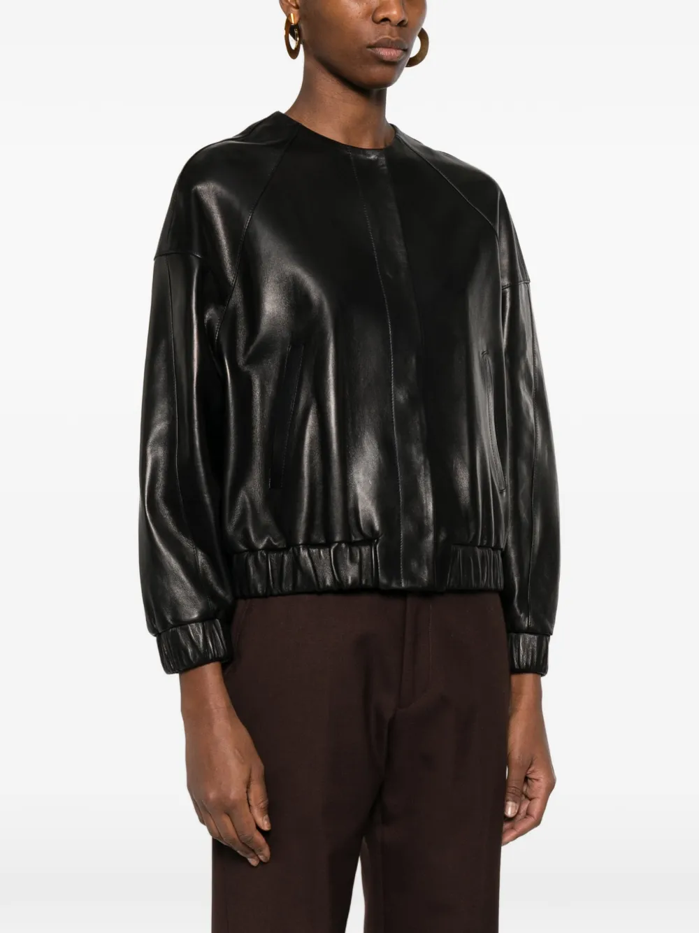  Kiton Ribbed Leatherjacket - Black 