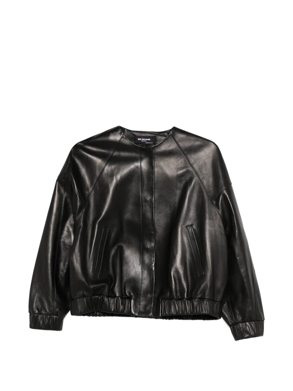 Kiton Ribbed Leatherjacket In Black