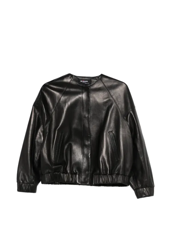 Kiton Ribbed Leatherjacket in Black