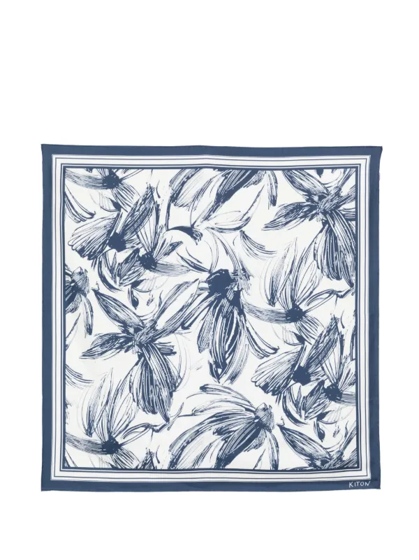 Kiton Floral-print Scarf in White