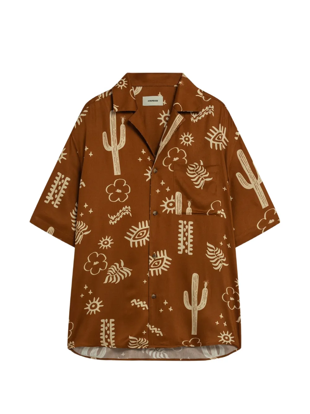 A Paper Kid Camicia con motivo cactus - Marrone
