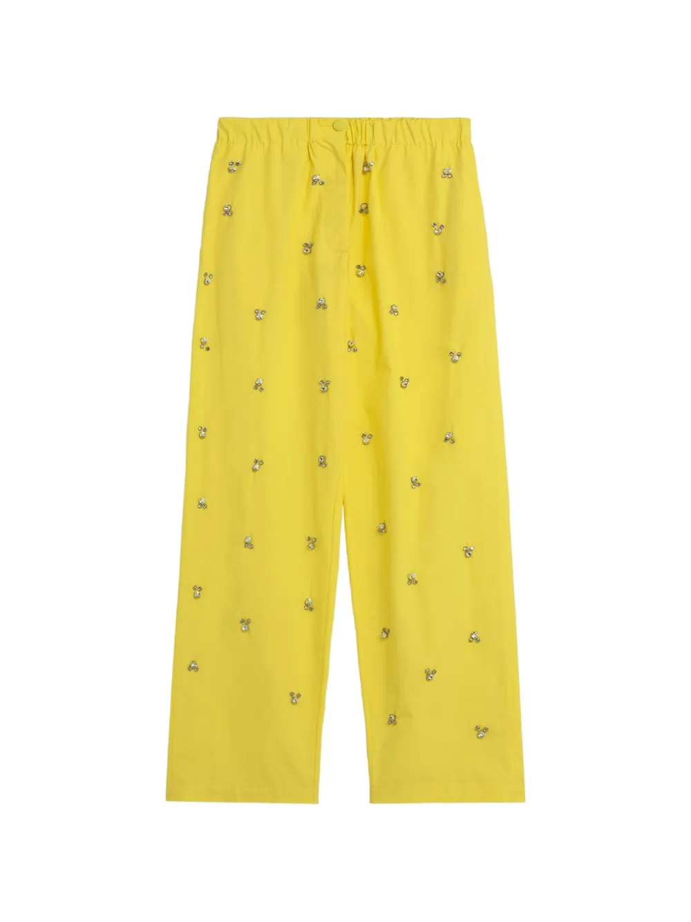 A Paper Kid Popeline Elasticated Embellished Trousers In Yellow