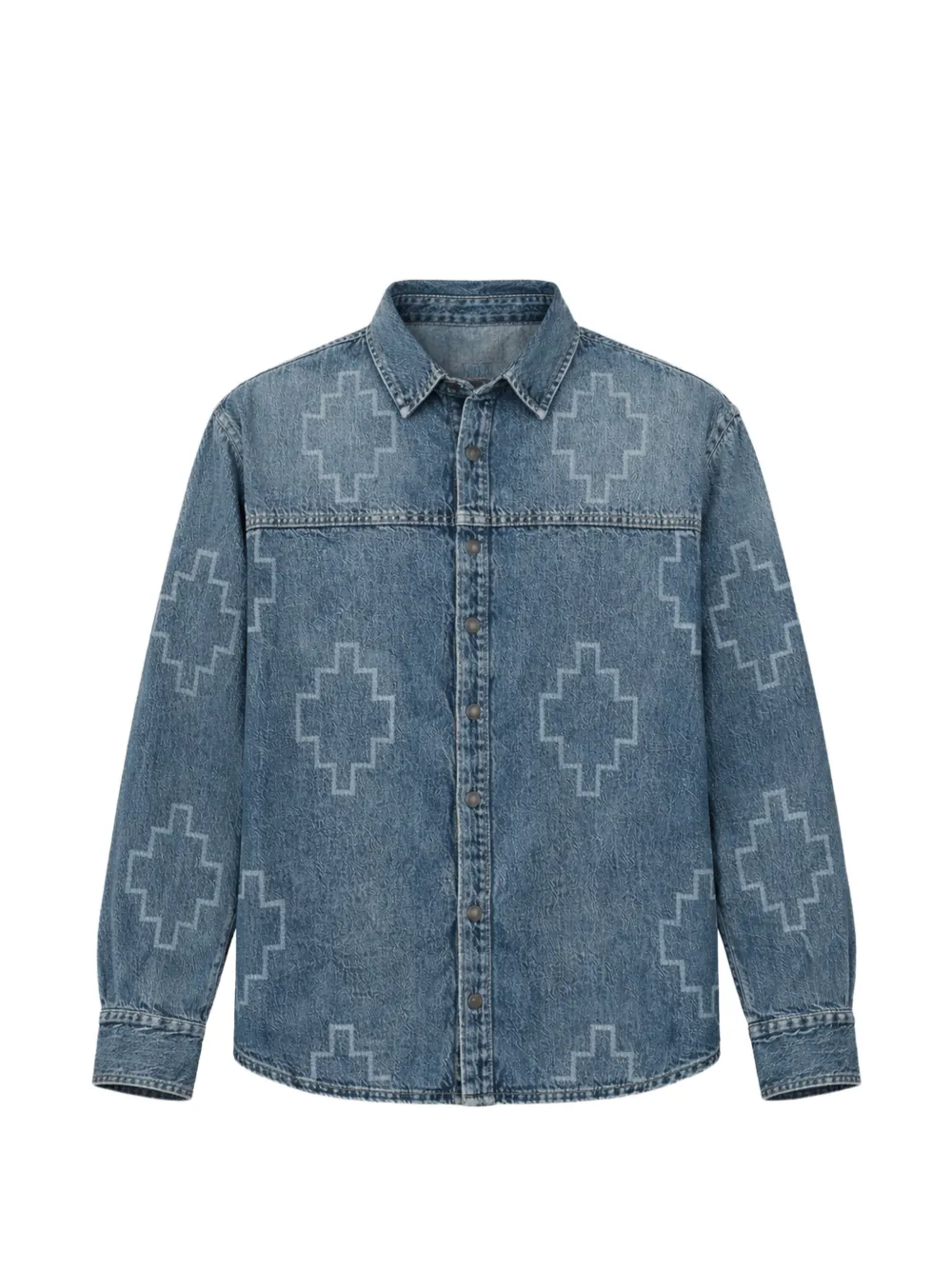 COUNTY OF MILAN patterned denim shirt - Blu
