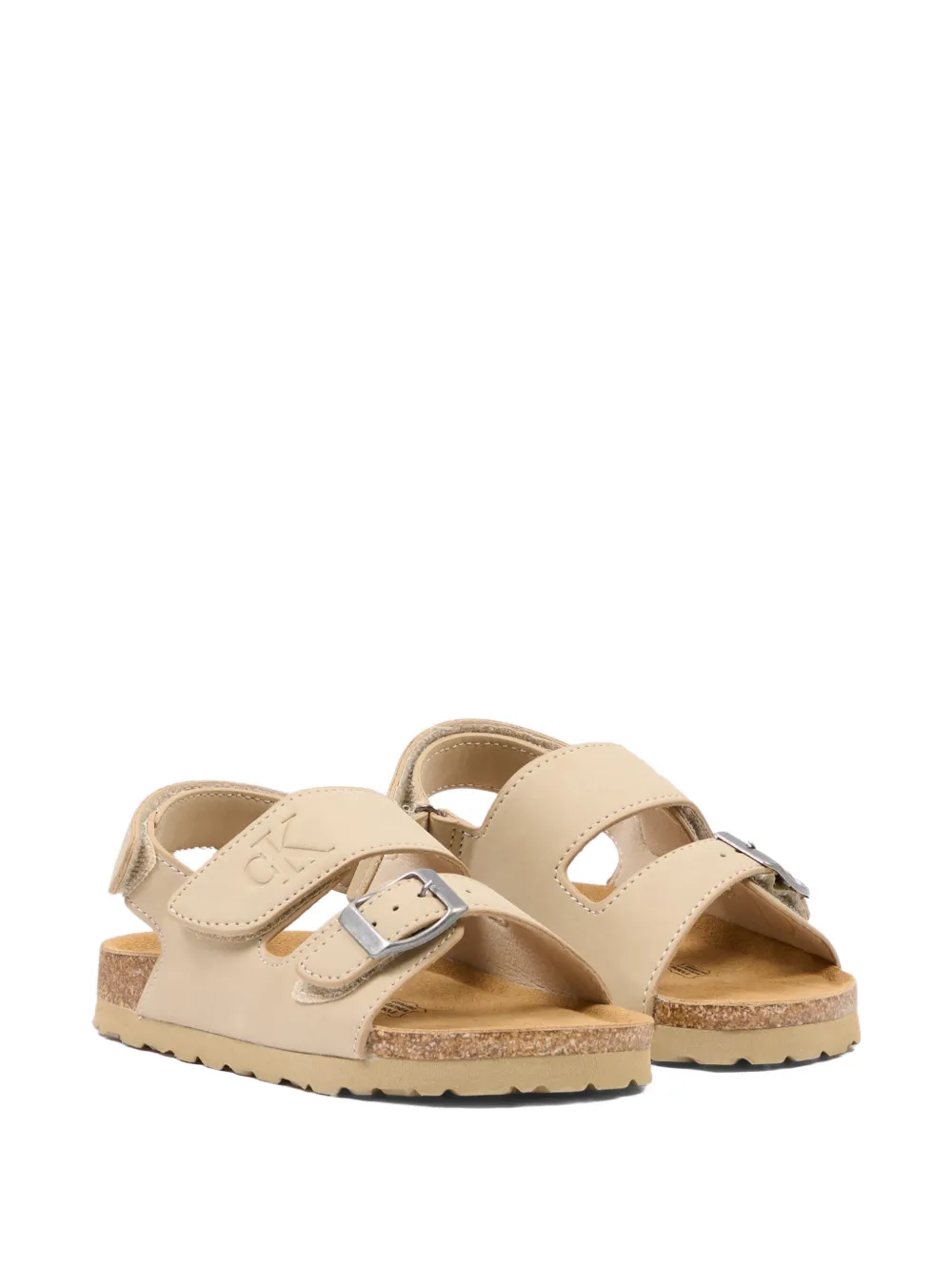 Calvin Klein Kids buckle strap sandals Beige