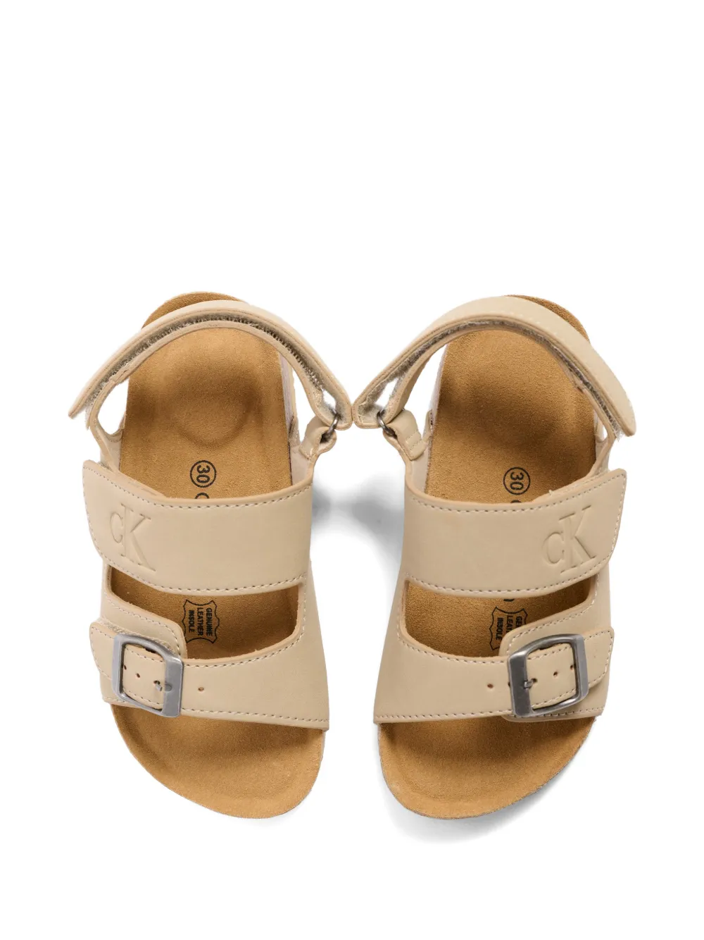 Calvin Klein Kids buckle strap sandals Beige