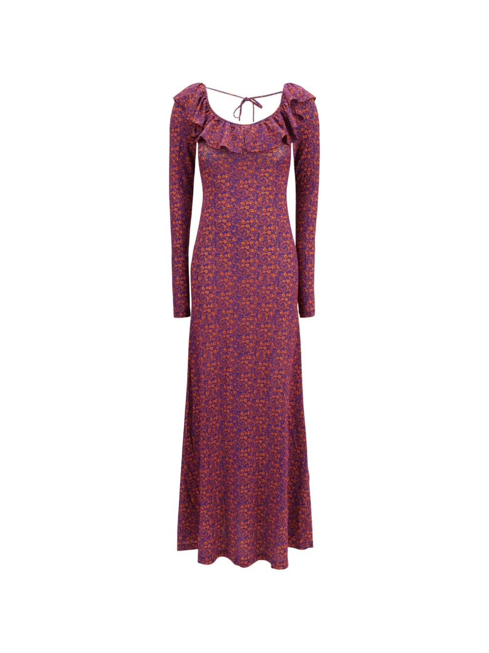 Kristina Ti floral-print ruffled-collar maxi dress