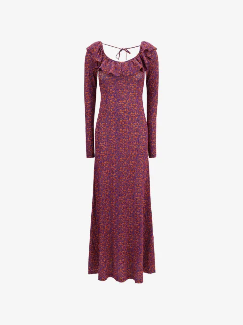 Kristina Ti floral-print ruffled-collar maxi dress