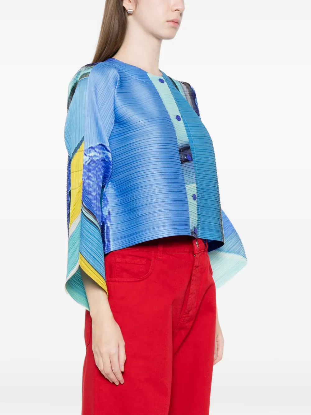 Pleated Buttoned Blouse
