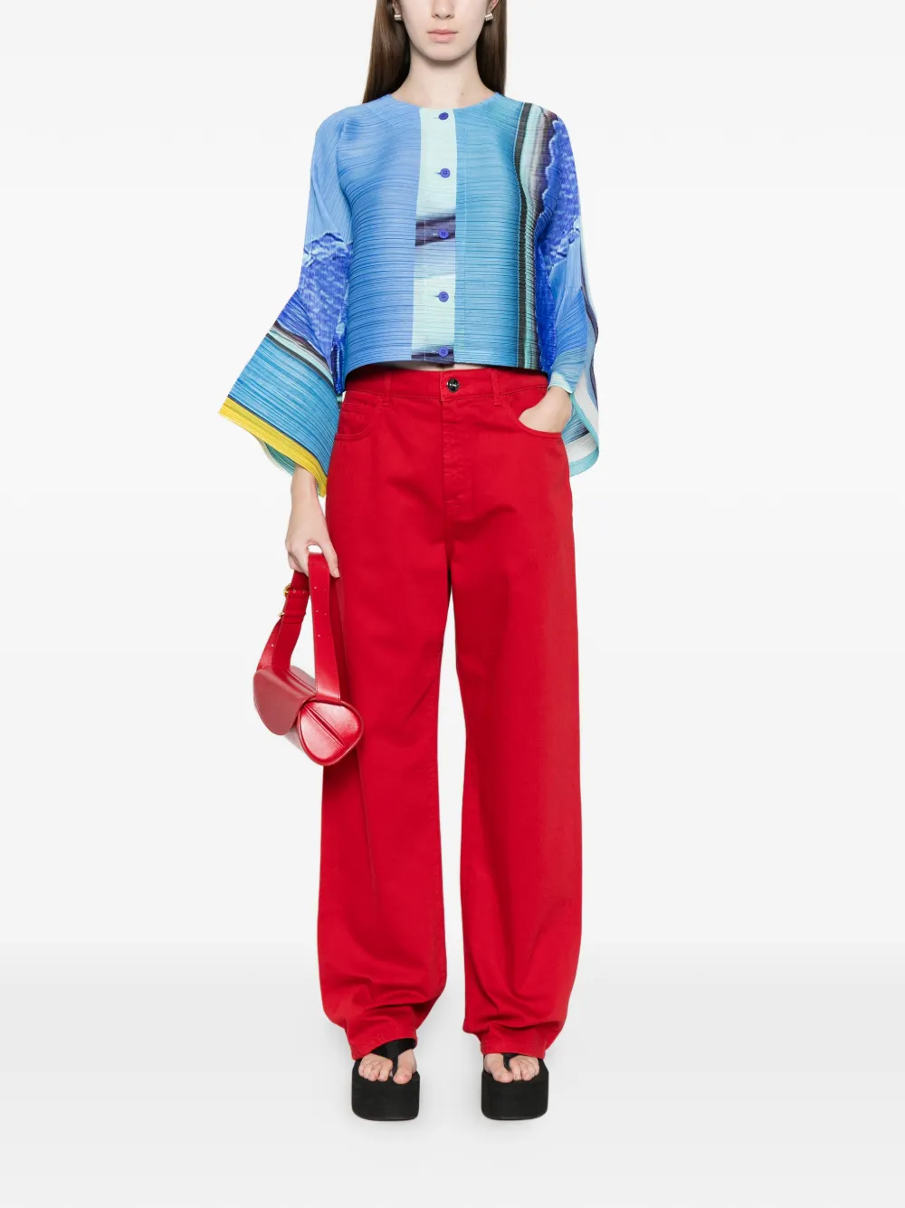 Pleated Buttoned Blouse