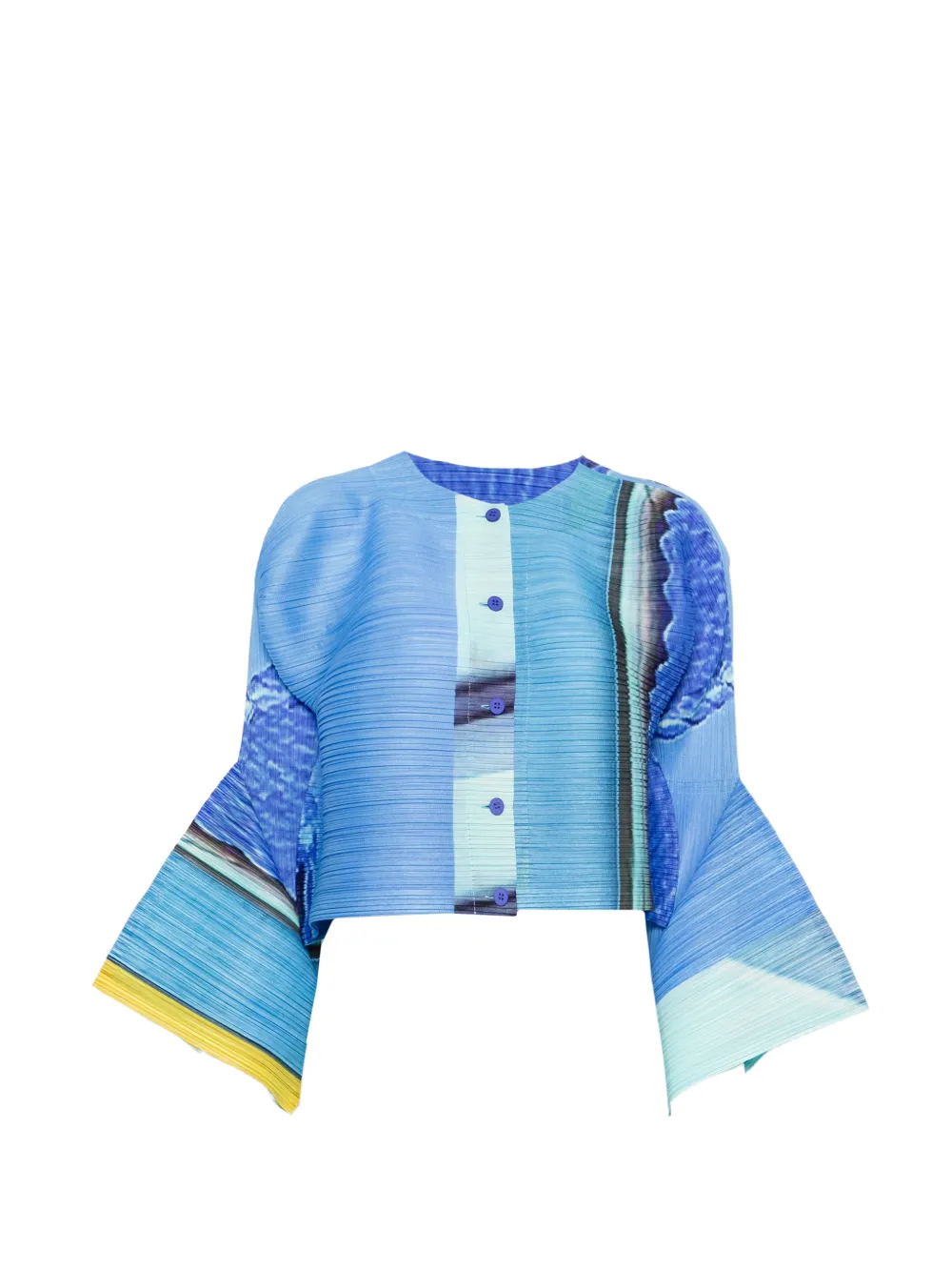 Pleats Please Issey Miyake pleated buttoned blouse - Blu