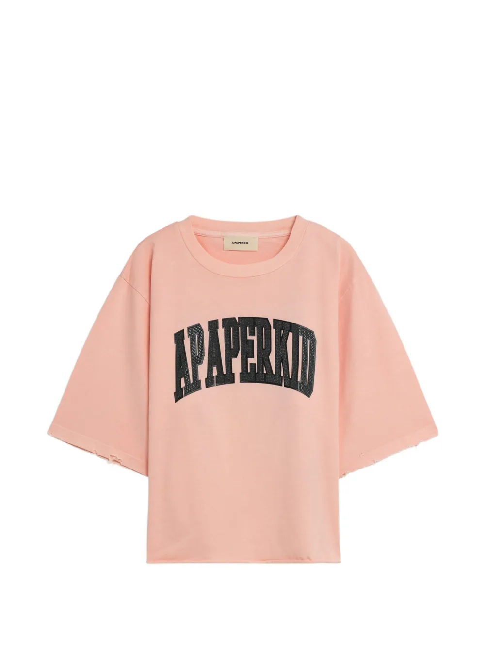 A Paper Kid T-shirt con orlo a taglio vivo - Rosa