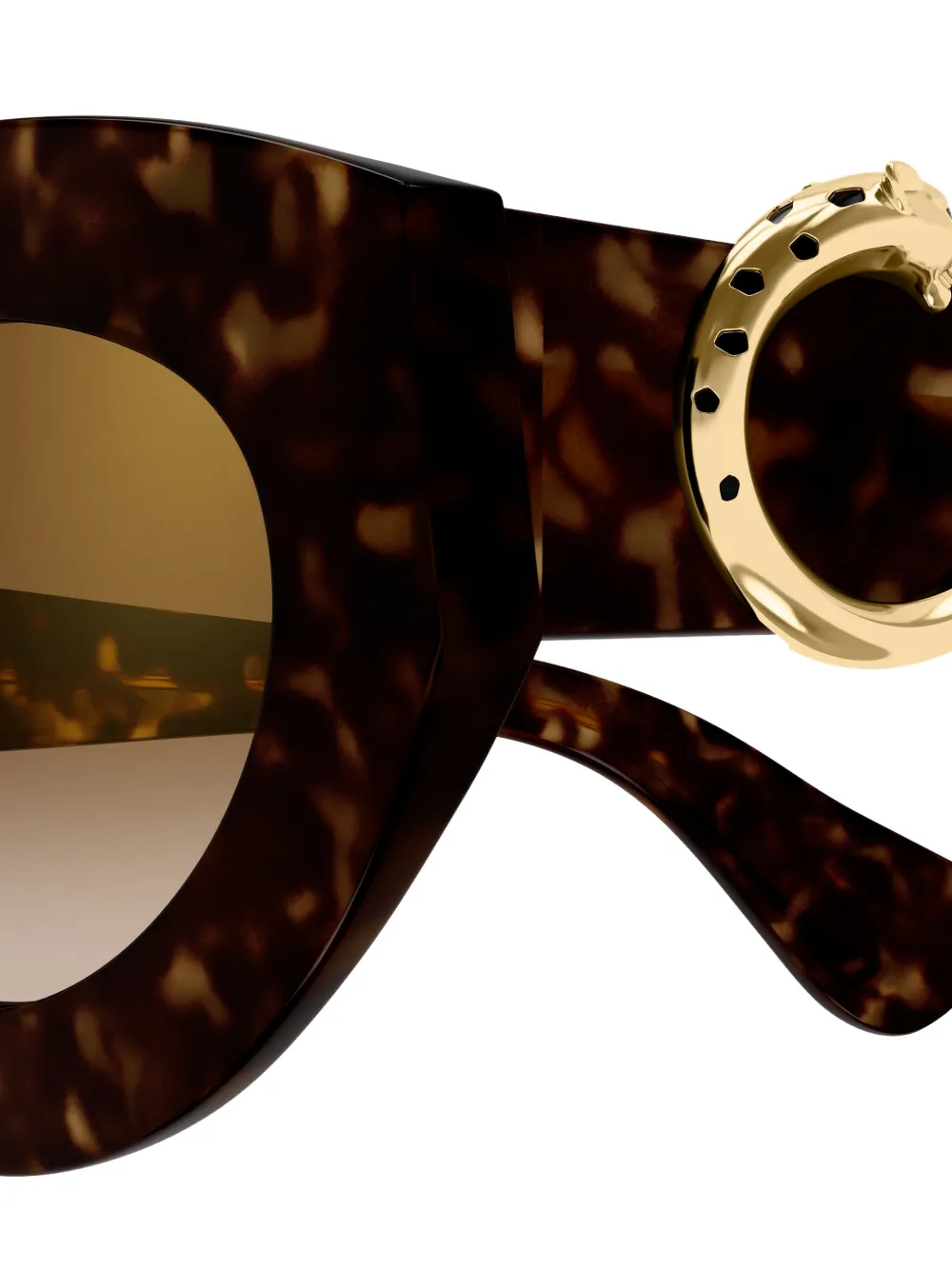  Cartier Eyewear Leopard-detail Sunglasses - Brown 