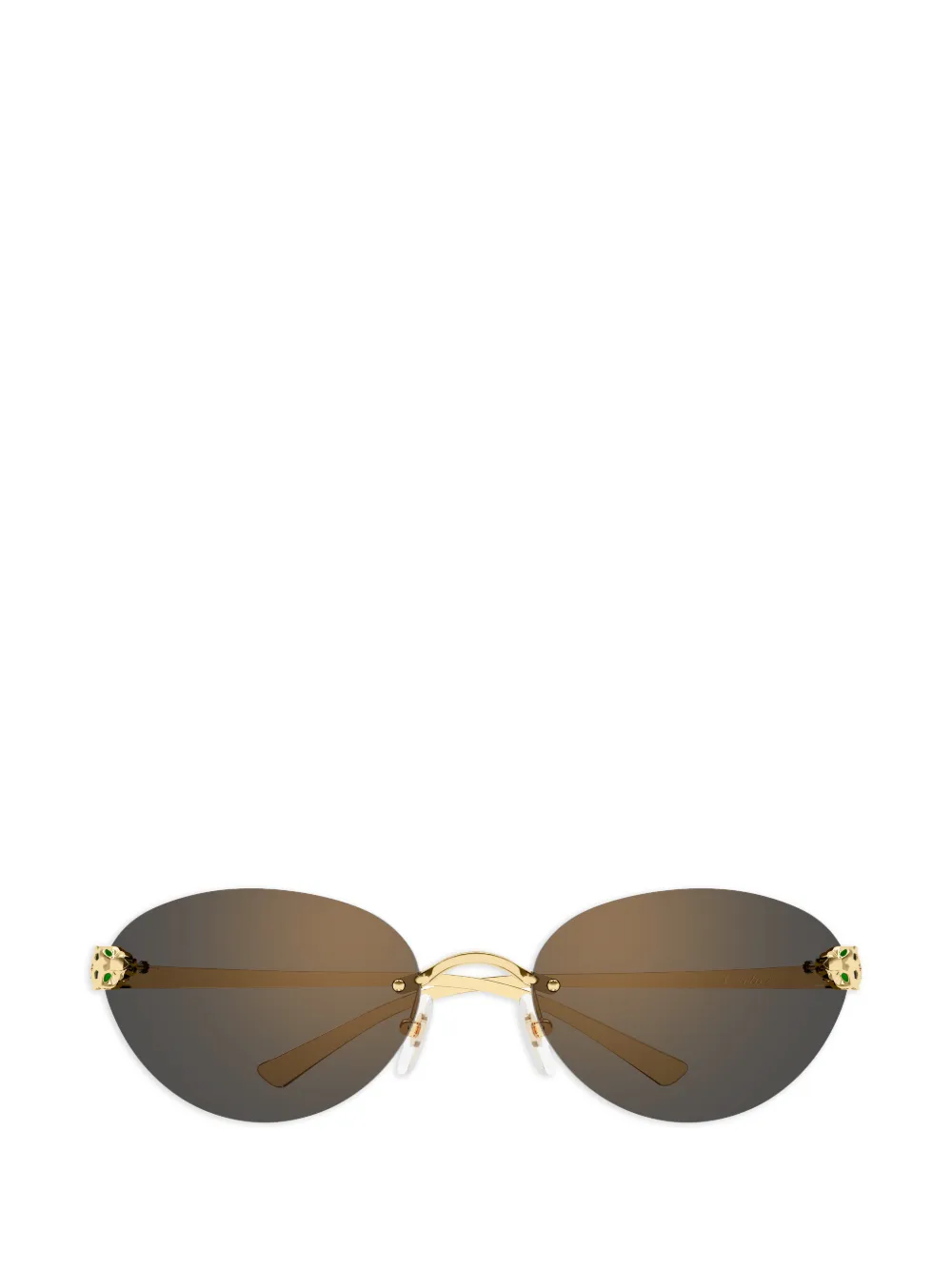 Cartier Eyewear panther-detail oval sunglasses - Braun