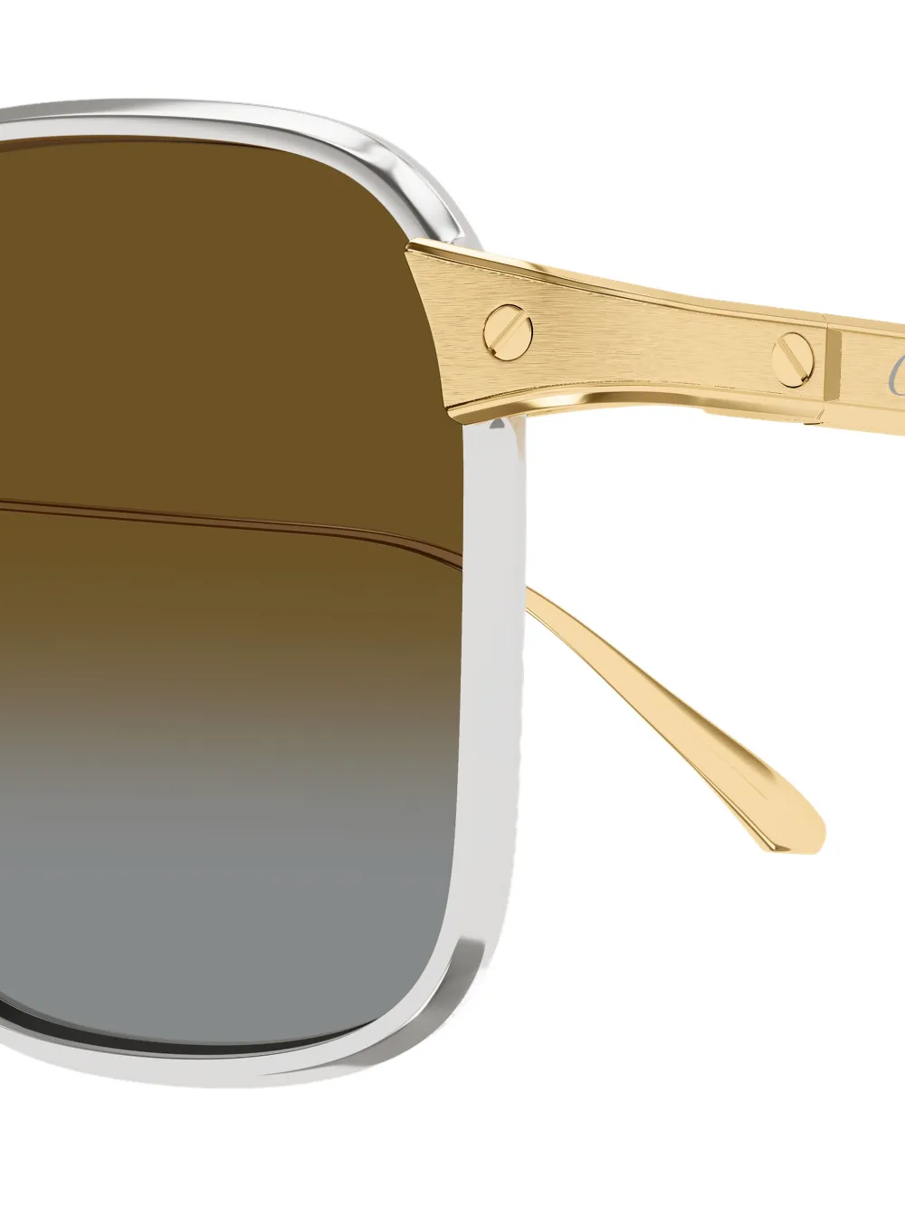  Cartier Eyewear Rectangle Bar Sunglasses - Silver 